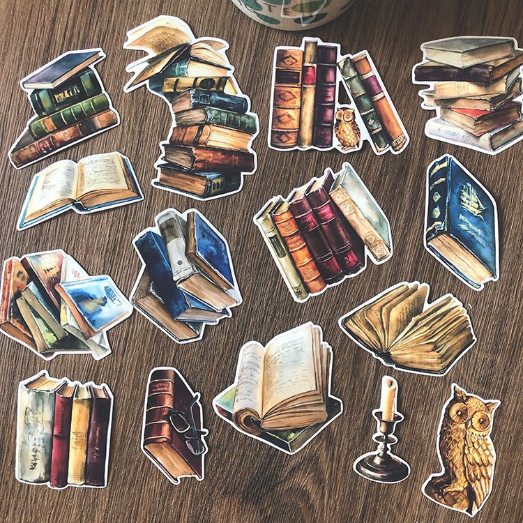 Hand Painted Retro Book Decoration Sticker