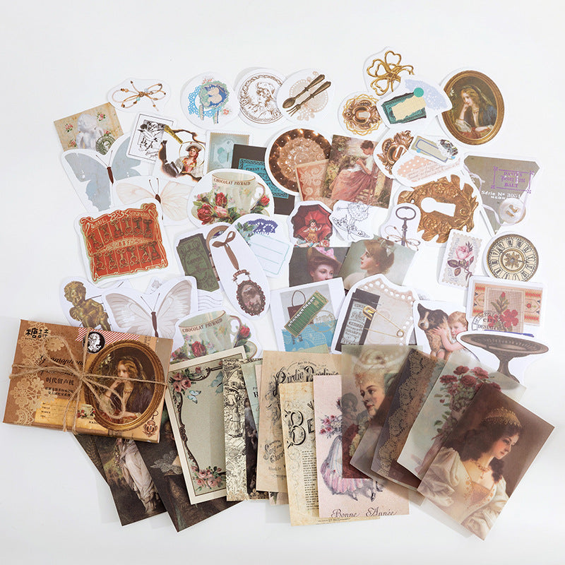 Mixed Material Box-packed Stickers Retro Memory Room Series Creative Journal Material Pasteup