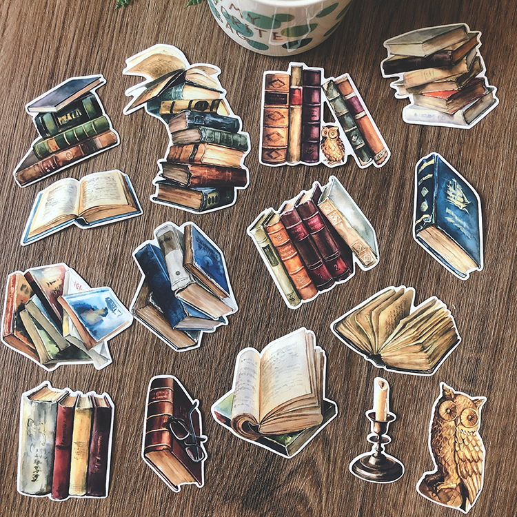 Hand Painted Retro Book Decoration Sticker