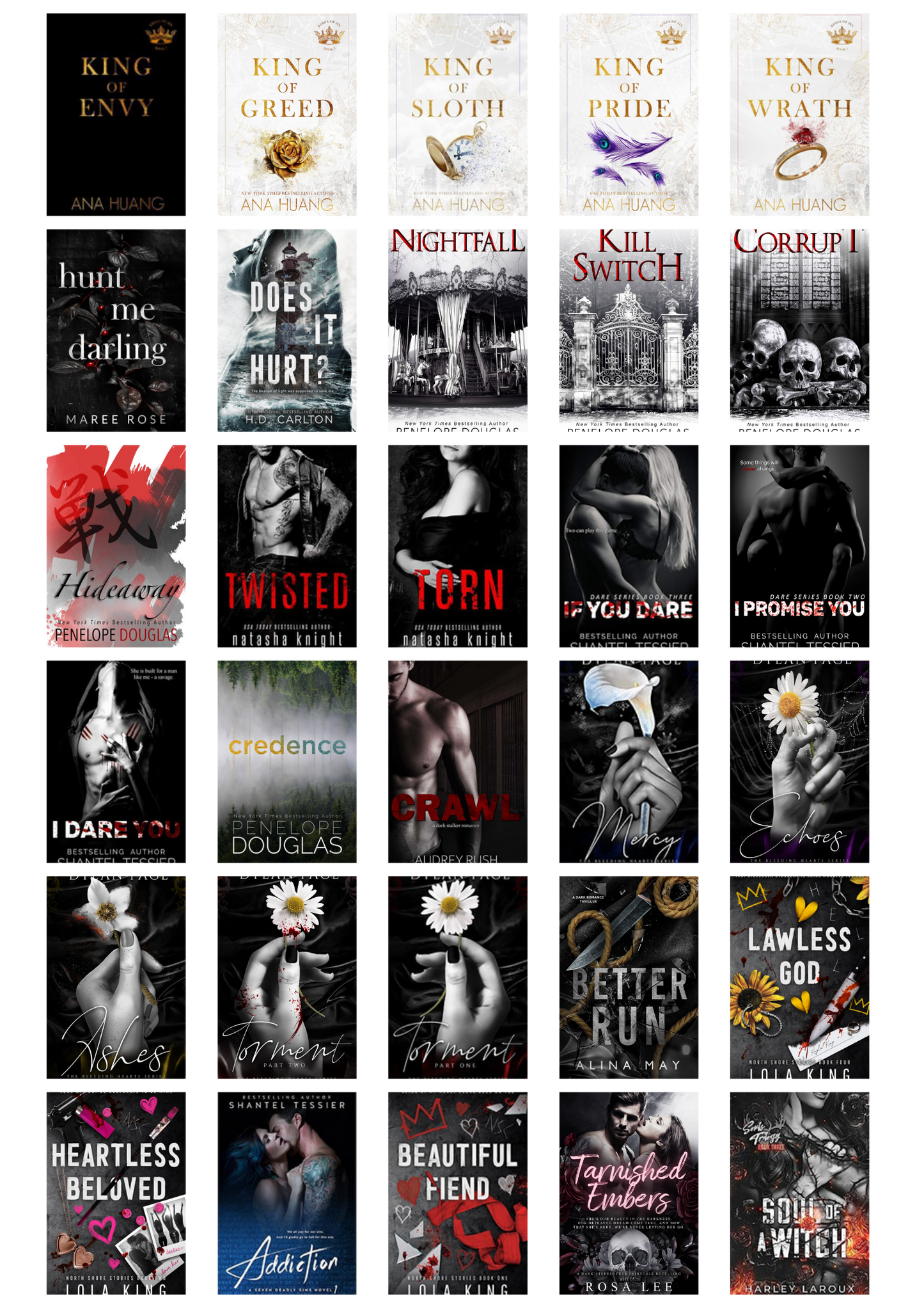 Dark Romance book cover stickers/printables