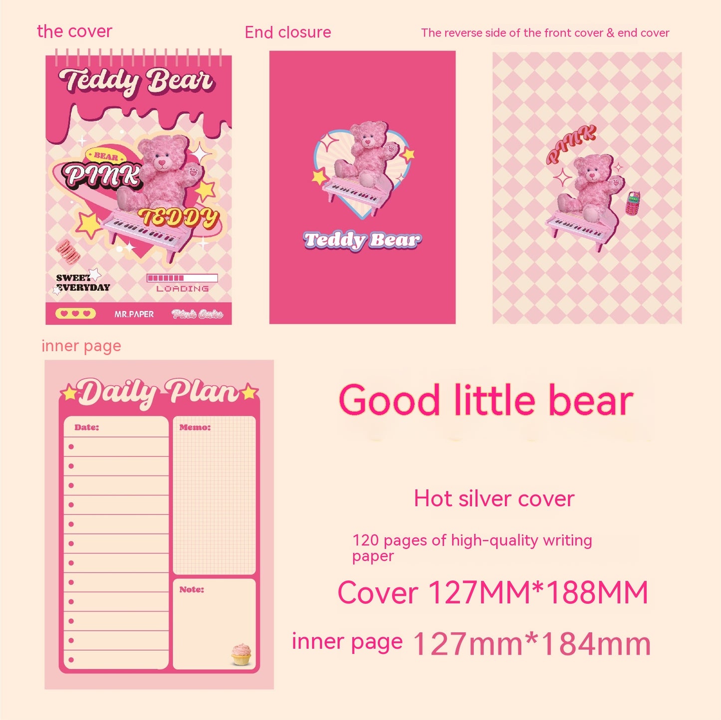 Dessert Vending Machine Series Cute Cartoon Bear Journal Book