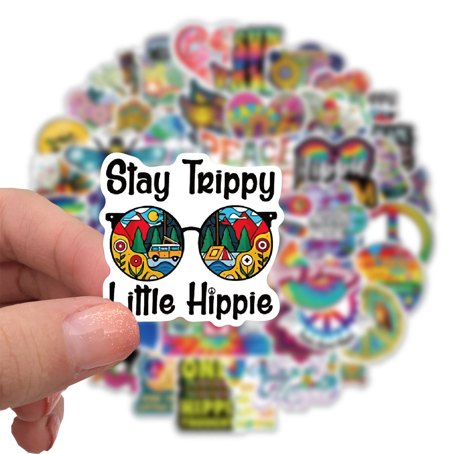 50 Cartoon Hippie Hippie Stickers Personalized Decoration Line