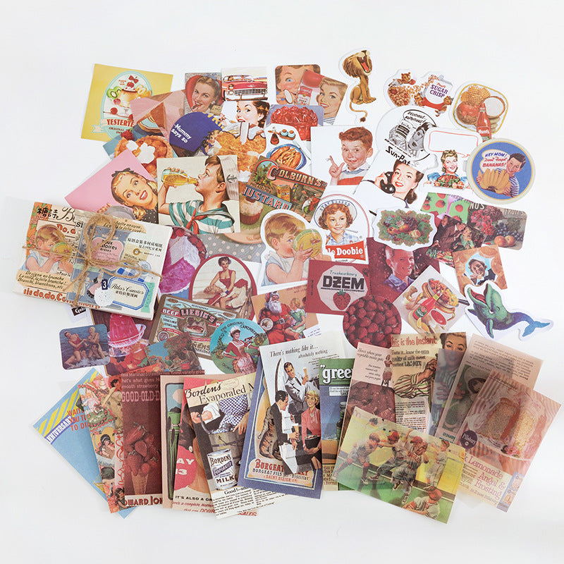 Mixed Material Box-packed Stickers Retro Memory Room Series Creative Journal Material Pasteup