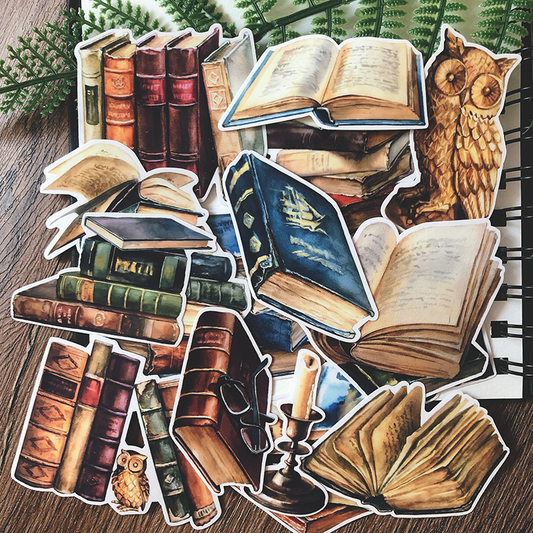 Hand Painted Retro Book Decoration Sticker