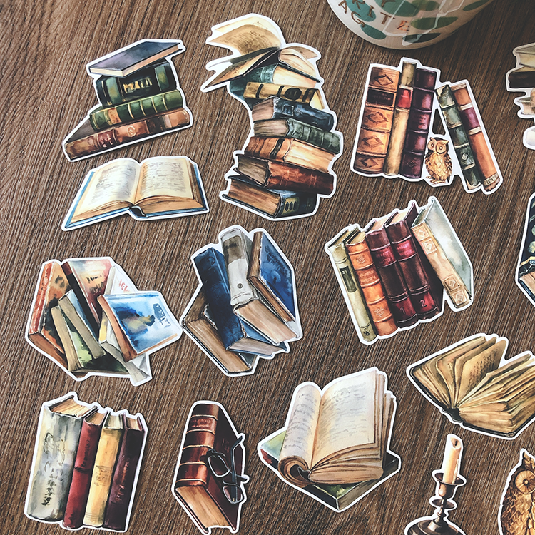 Hand Painted Retro Book Decoration Sticker