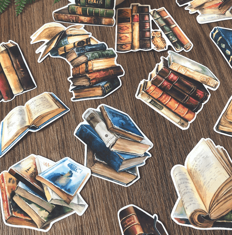 Hand Painted Retro Book Decoration Sticker