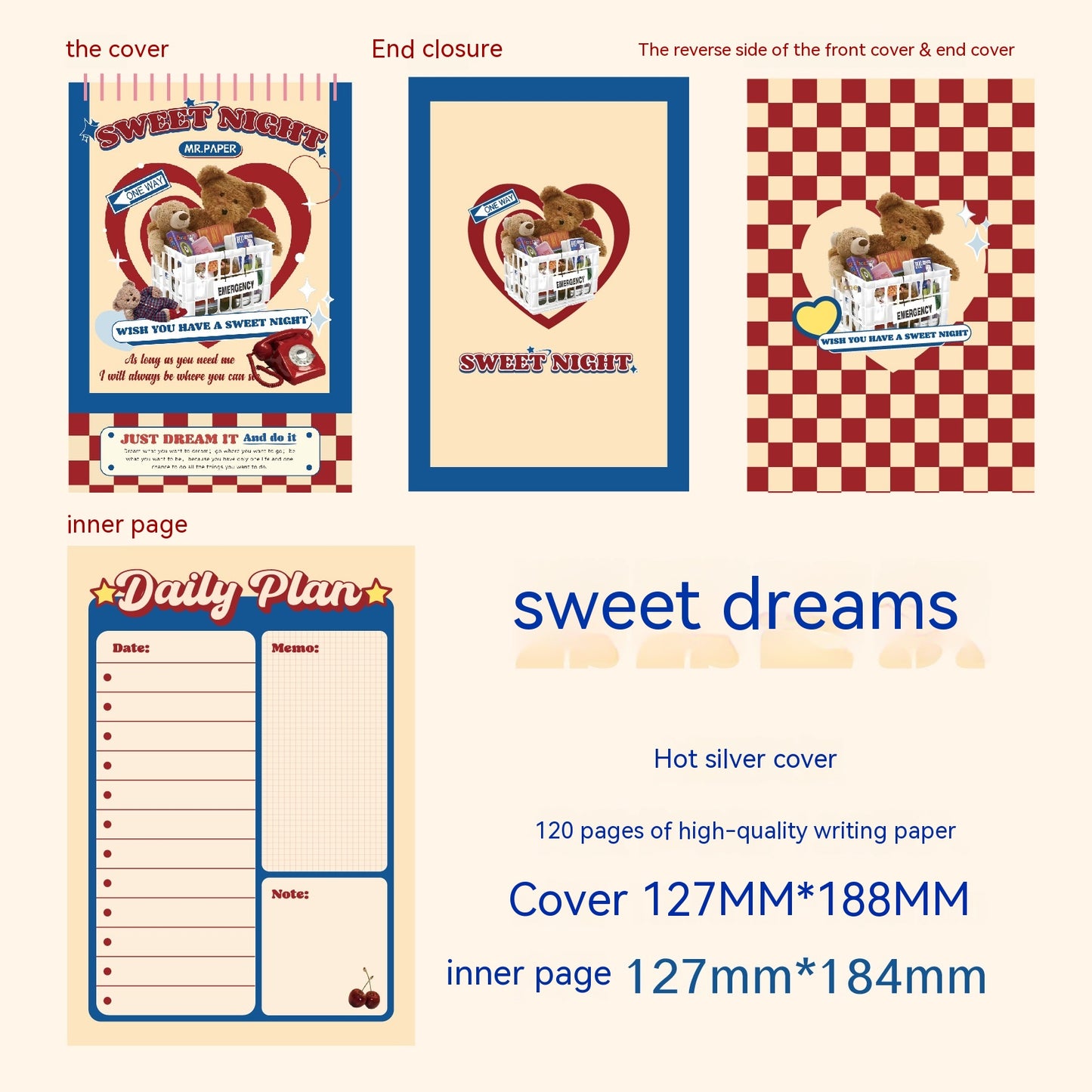 Dessert Vending Machine Series Cute Cartoon Bear Journal Book