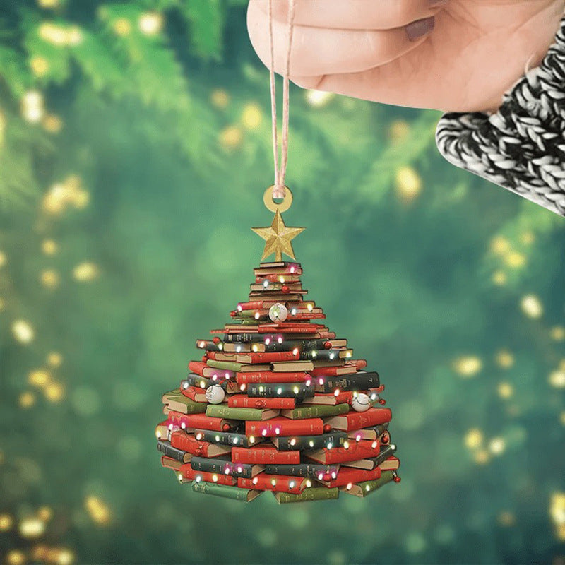 Book Christmas Tree Ornament Pendant Creative Acrylic