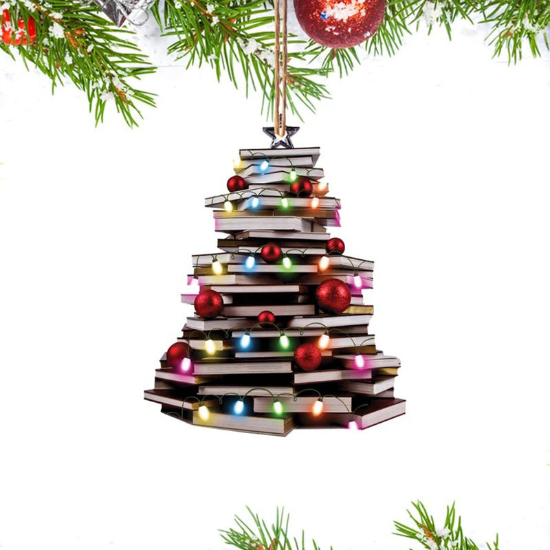 Book Christmas Tree Ornament Pendant Creative Acrylic