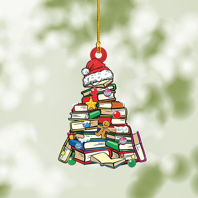 Book Christmas Tree Ornament Pendant Creative Acrylic