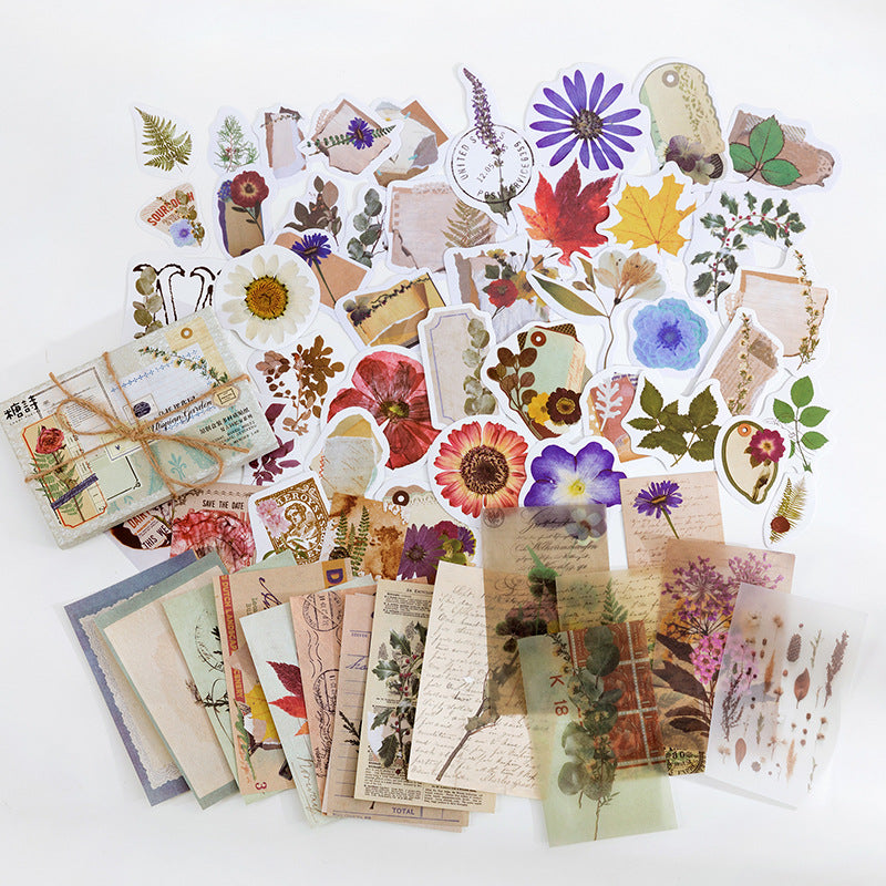 Mixed Material Box-packed Stickers Retro Memory Room Series Creative Journal Material Pasteup