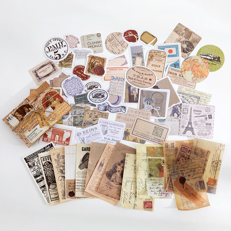 Mixed Material Box-packed Stickers Retro Memory Room Series Creative Journal Material Pasteup