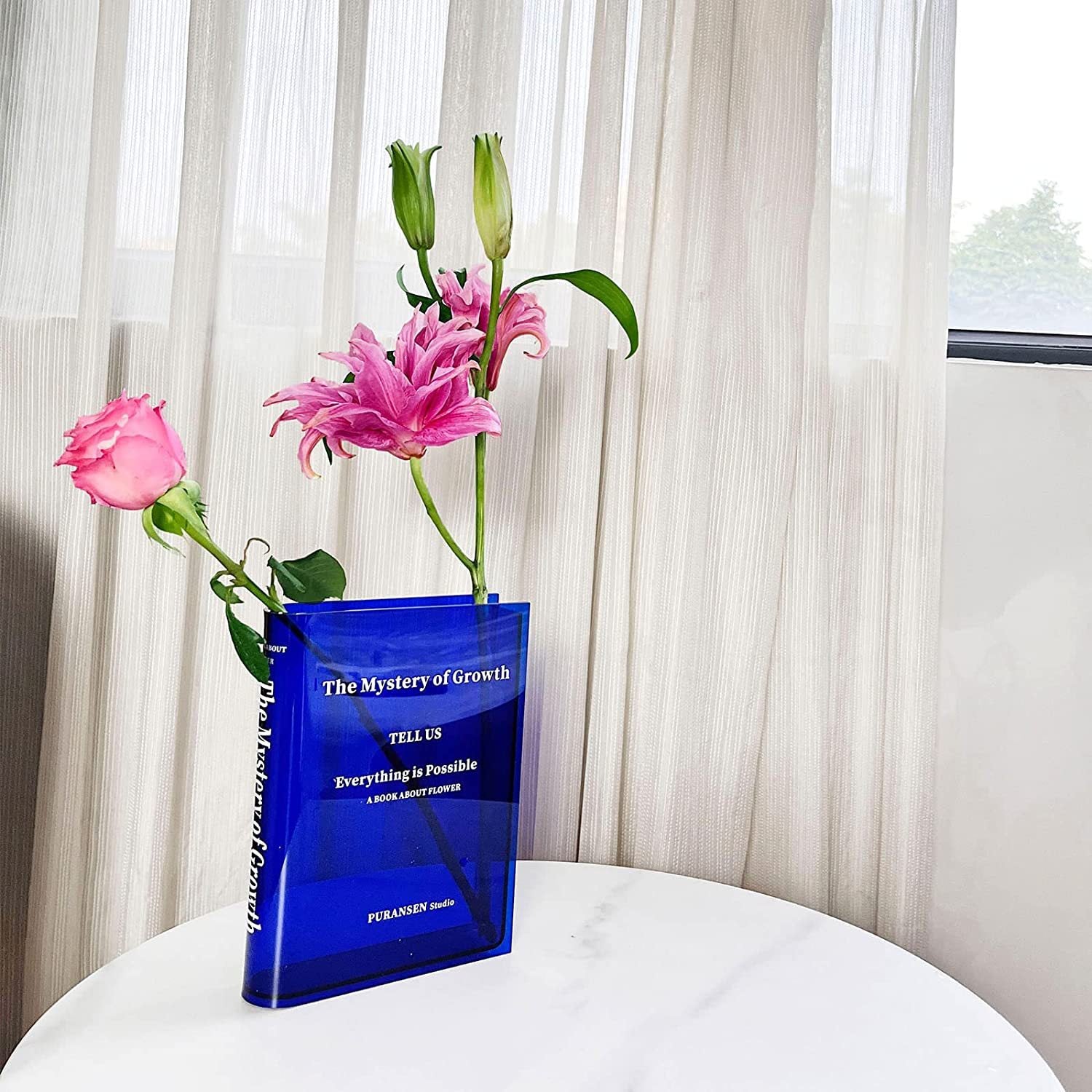 Blue book shaped vase for book lovers