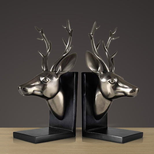 Cold Cast Bronze Deer Head Book Backrest