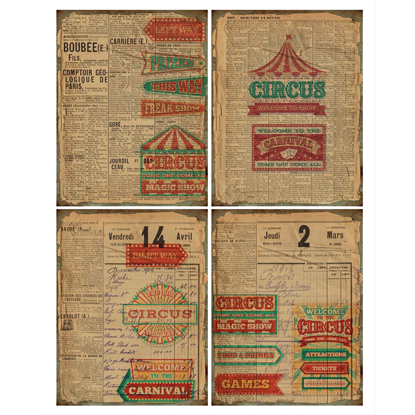 Retro Style Base Material Journal Stickers